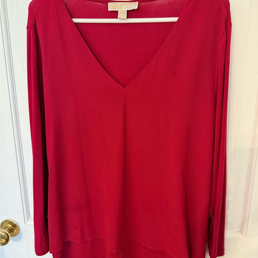 Michael Kors Red Long Sleeve Relaxed Blouse